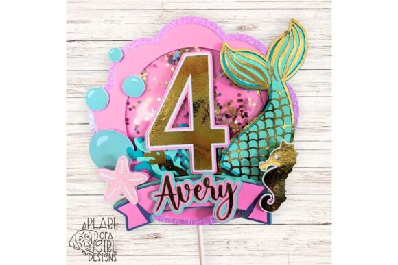 Mermaid Cake Topper Svg Shaker Design