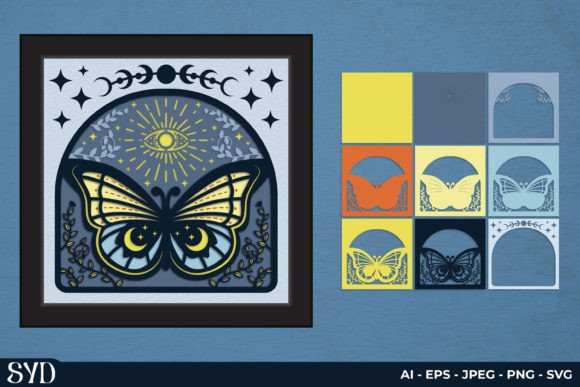 Mystical Butterfly Shadow Box Svg Scene