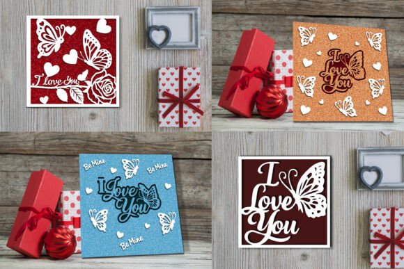 Valentine Butterfly Card SVG Bundle