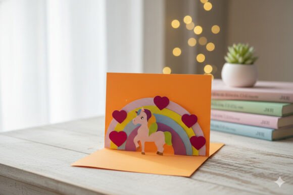 Unicorn Pop Up Card Svg Rainbow