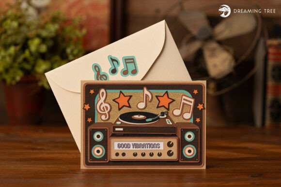 Retro Sound Pop Up Card Svg Notes