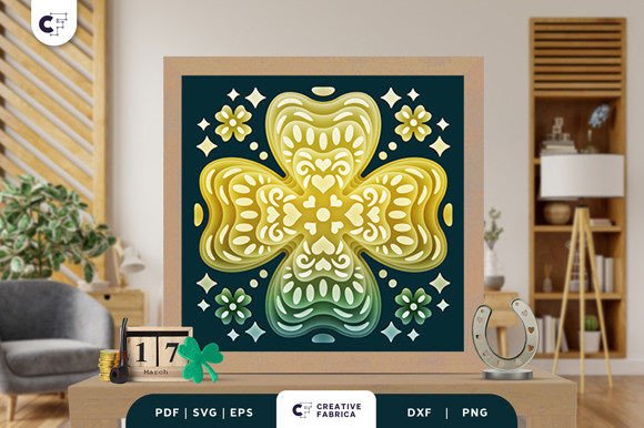 Shamrock Leaves Mandala Shadow Box Svg Art