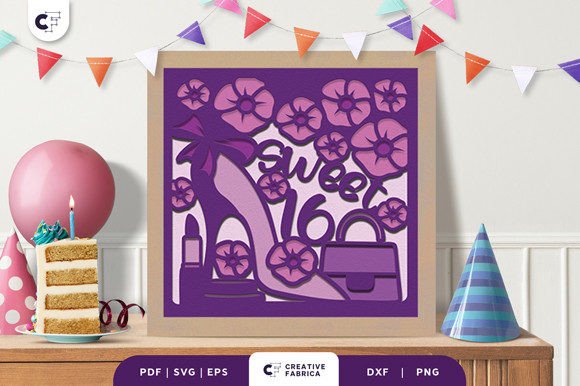 Sweet 16 Floral Birthday Svg Shadowbox