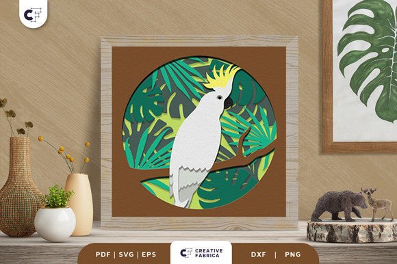 Tropical Bird Shadow Box Svg Cockatoo