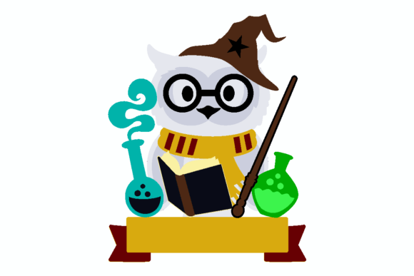 Wizard Owl Cake Topper Svg Scene