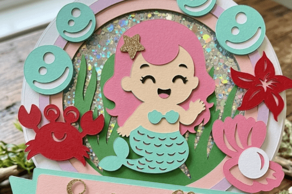 Cute Mermaid Cake Topper Svg Shaker