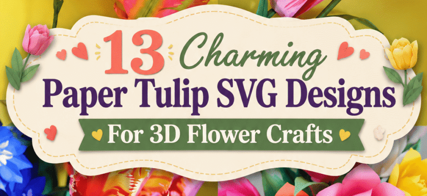 13 Charming Paper Tulip SVG Designs For 3D Flower Crafts