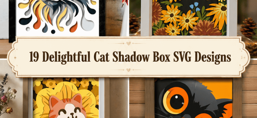 19 Delightful Cat Shadow Box SVG Designs