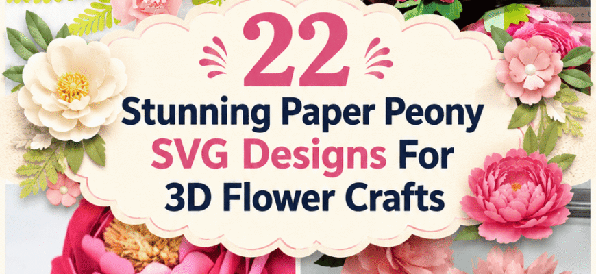22 Stunning Paper Peony SVG Designs For 3D Flower Crafts