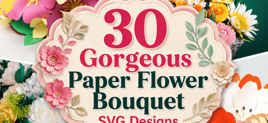 30 Gorgeous Paper Flower Bouquet SVG Designs