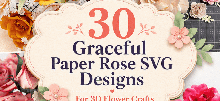30 Graceful Paper Rose SVG Designs For 3D Flower Crafts