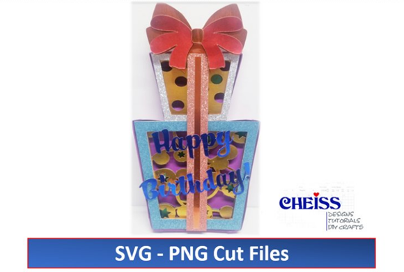 Gift Birthday Pop Up Card SVG With Bow