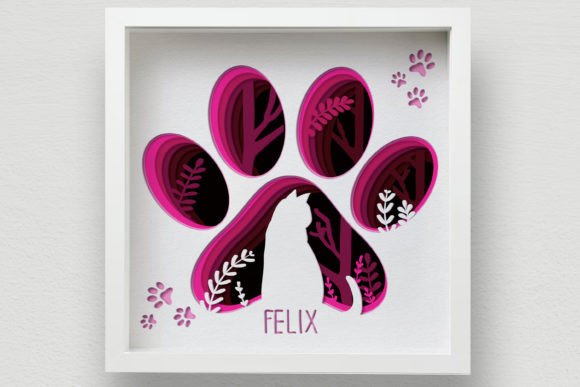 Layered Cat Shadow Box Svg Paw Silhouette