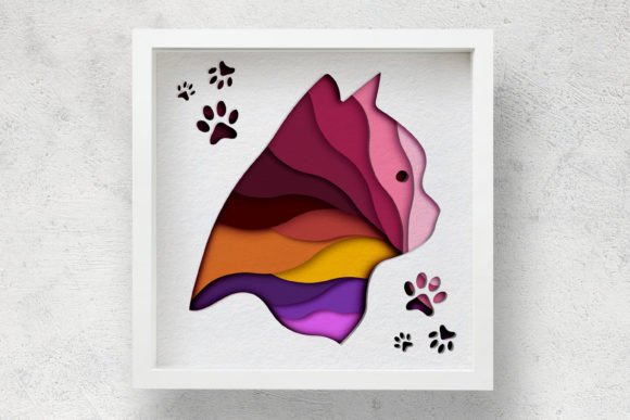 Color Flow Cat Shadow Box Svg Profile