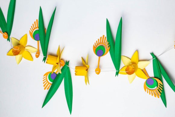 Daffodil Paper Flower Wall Decor SVG Garland
