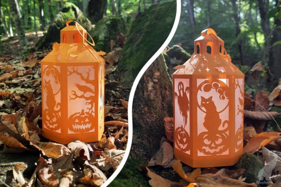 3D Cat Glow Halloween Paper Lantern SVG Decor
