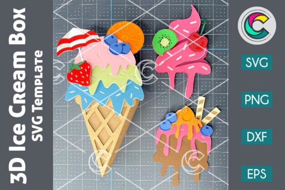 Sweet 3D Kids Birthday Svg Ice Cream Holders