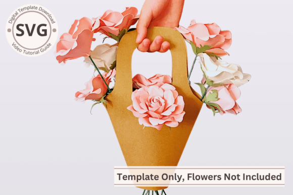 Holder Bag Paper Flower Bouquet SVG Template