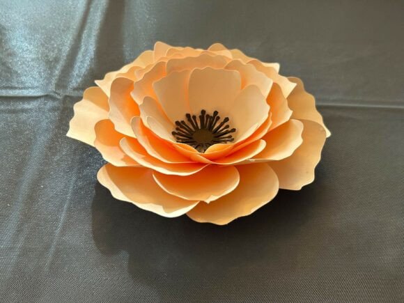 3D Peach Paper Flower SVG Decor