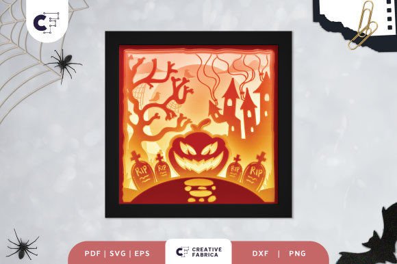 Cemetery Pumpkin Shadow Box Svg Manor Scene