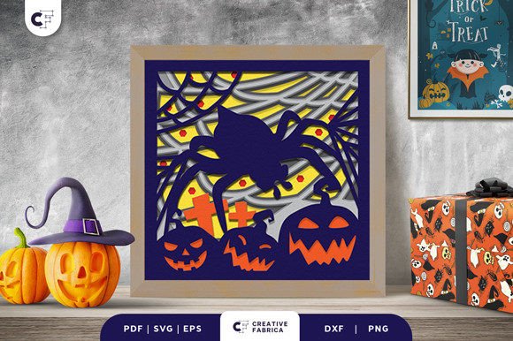 Spider Web Pumpkin Shadow Box Svg Glow