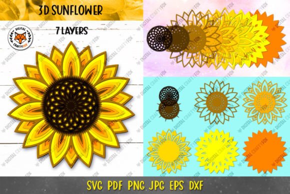 3D Paper Sunflower Svg Mandala Cut Art