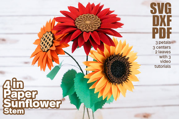 Bouquet Stem Paper Sunflower SVG Template
