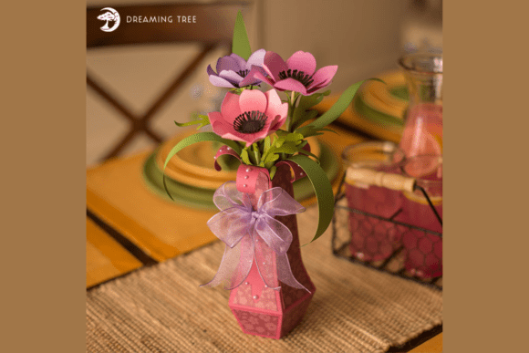 Anemone Paper Flower Centerpiece SVG Vase