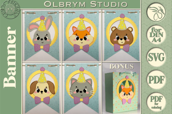 Animal Banner Kids Birthday Svg Party Set