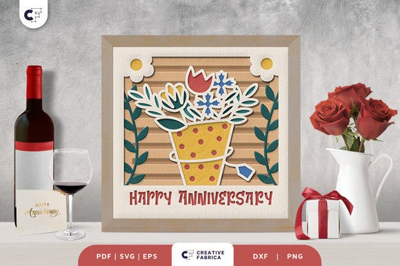 Bouquet Anniversary Shadow Box SVG Gift