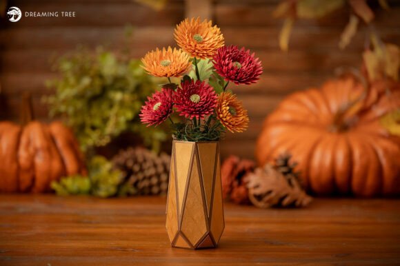 Autumn Blooms Paper Flower Centerpiece SVG Vase