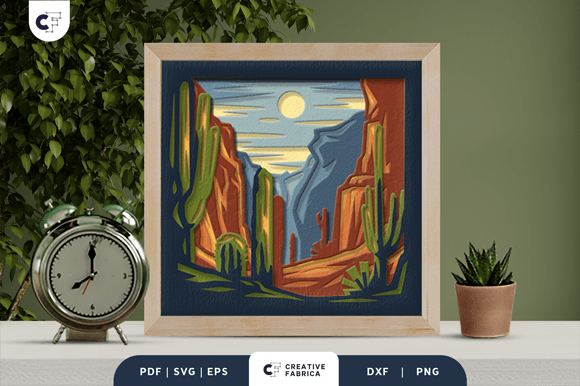 Beautiful Canyon Nature Shadow Box Svg Layers