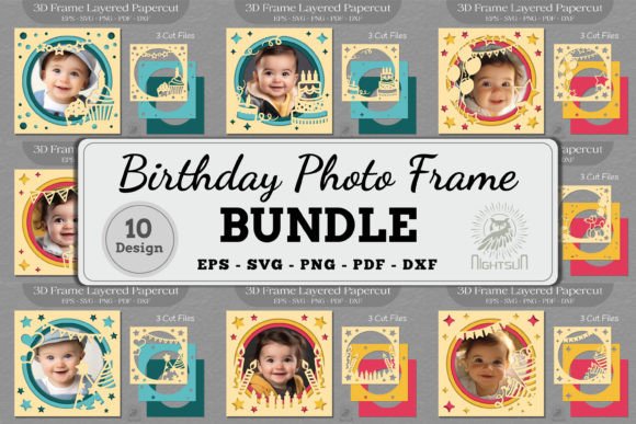 Photo Frame Birthday SVG Bundle Layouts