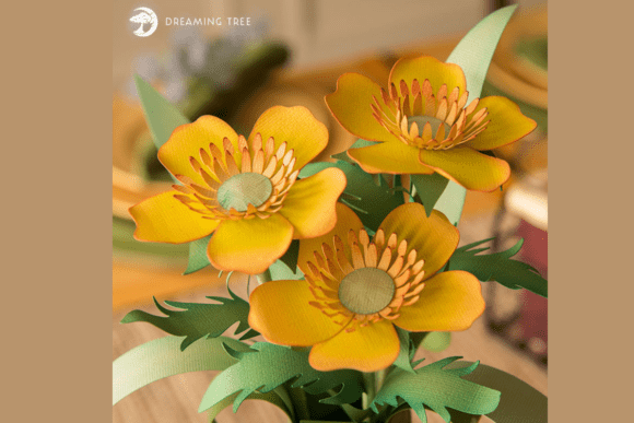 Buttercup Paper Flower Centerpiece SVG Vase