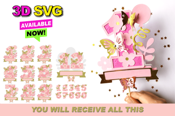 Butterfly Topper Birthday Numbers Svg