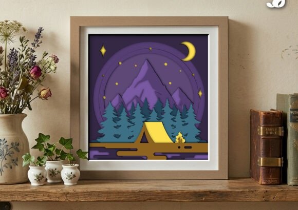 Camping Nature Shadow Box Svg Landscape