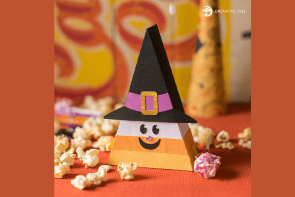 Candy Corn Halloween Treat Box SVG Witch