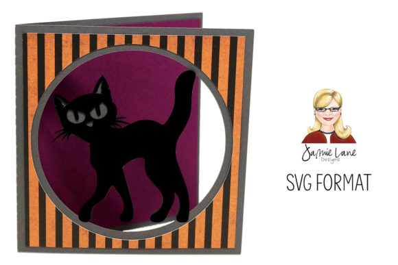 Charming Halloween Card Svg Cat Circle