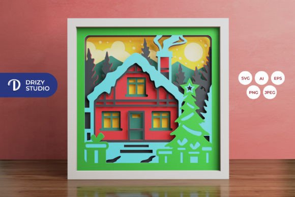 Christmas Winter New Home Shadow Box Svg Charm