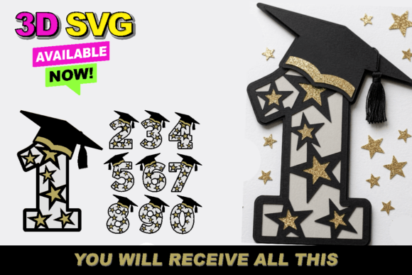Graduation Birthday Numbers SVG Set