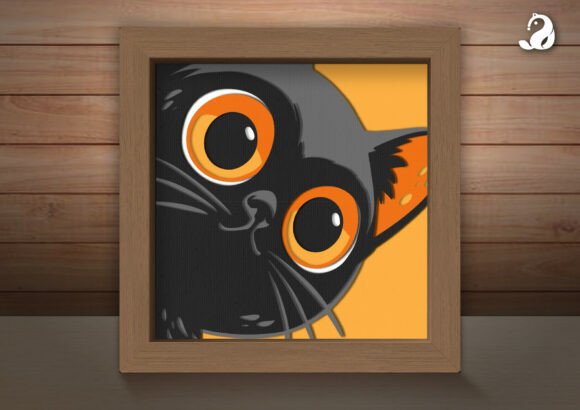Peeking Pet Portrait Cat Shadow Box Svg