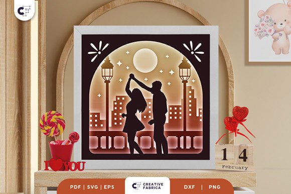 Moonlit Anniversary Shadow Box SVG Dance