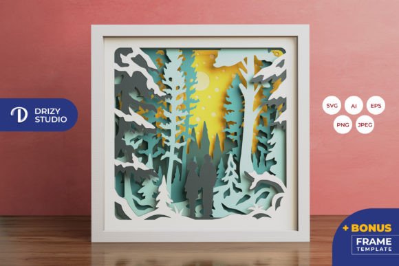 Couple Forest Shadow Box Svg Winter Scene