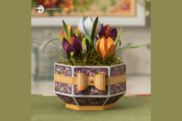 Crocus Paper Flower Centerpiece SVG Planter