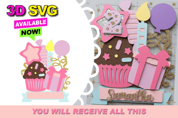 Cupcake Gift Kids Birthday Svg Shaker