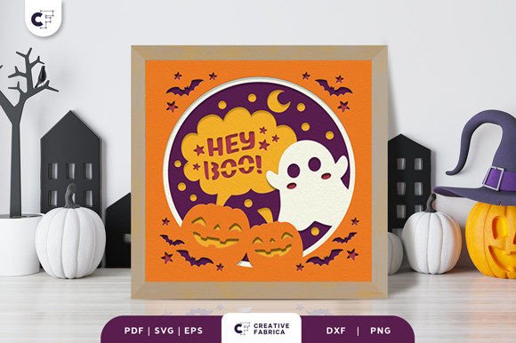 Pumpkin Ghost Svg Light Box Scene