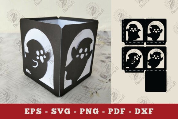 Cute Lantern Ghost Svg Papercut