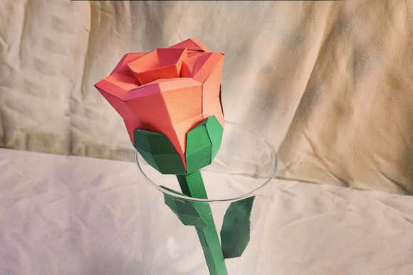 Lowpoly Paper Rose SVG Papercraft