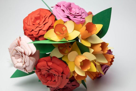 Daffodils Paper Flower Centerpiece SVG Bouquet