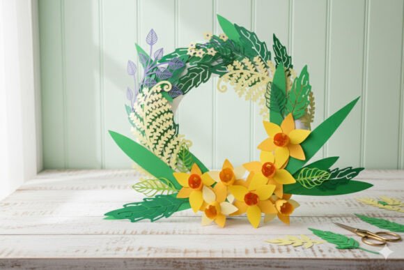 Fresh Paper Flower Wreath Svg Daffodils